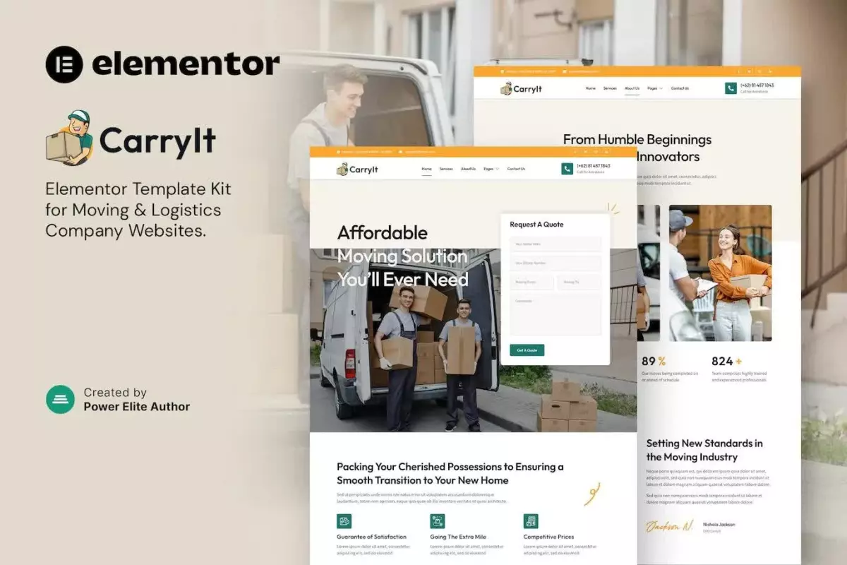 CarryIt – Moving &amp; Logistics Company Elementor Template