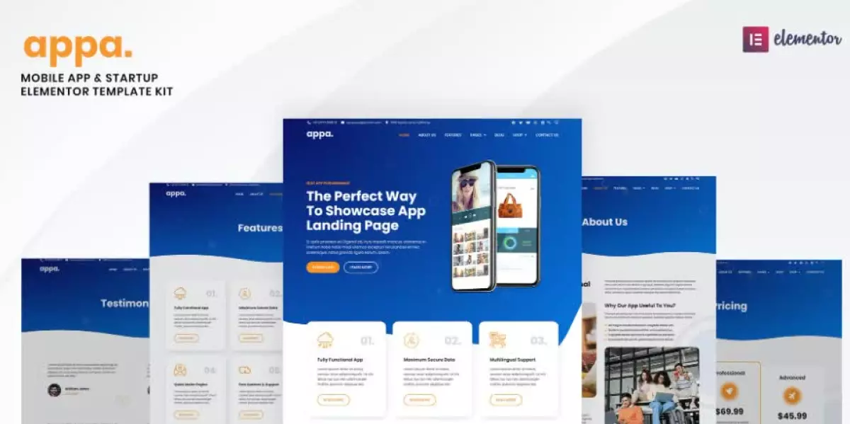 Appa - Mobile App & Startup Elementor Template