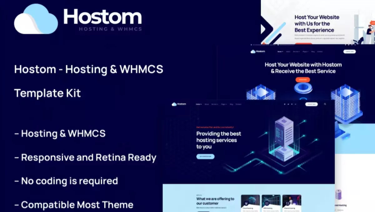 Hostom – Hosting &amp; WHMCS Elementor Template Kit