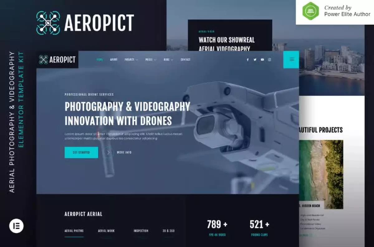 Aeropict – Drone Aerial Photography & Videography Elementor Template