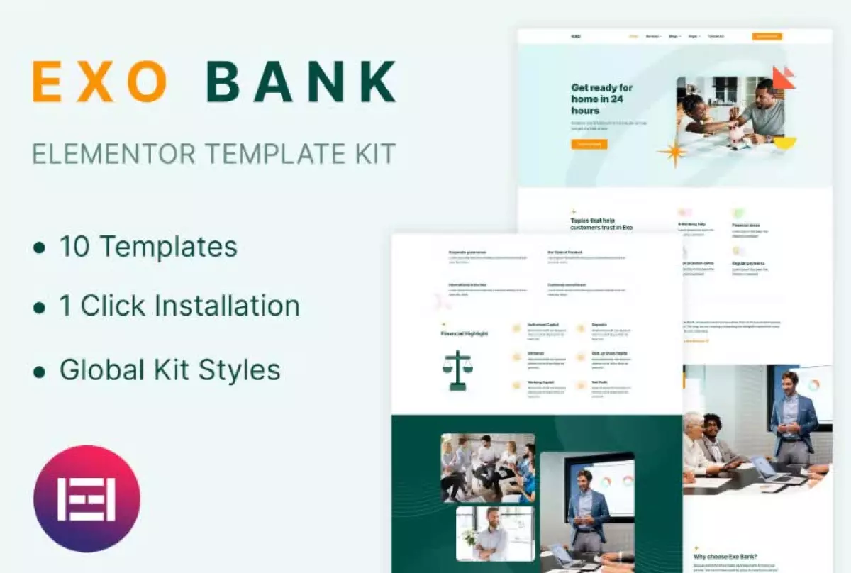 Exobank - Financial Elementor Template