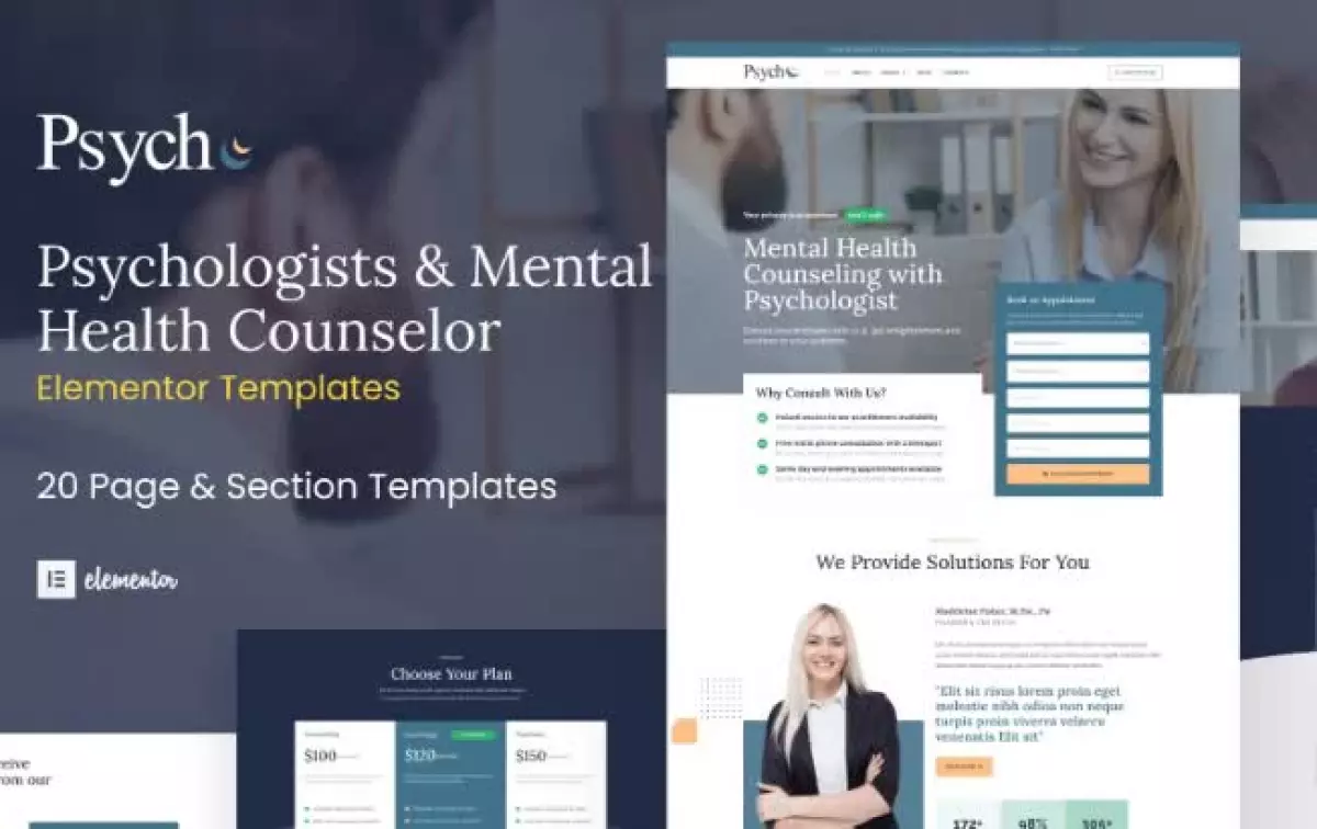 Psych - Mental Health Counselor Elementor Template