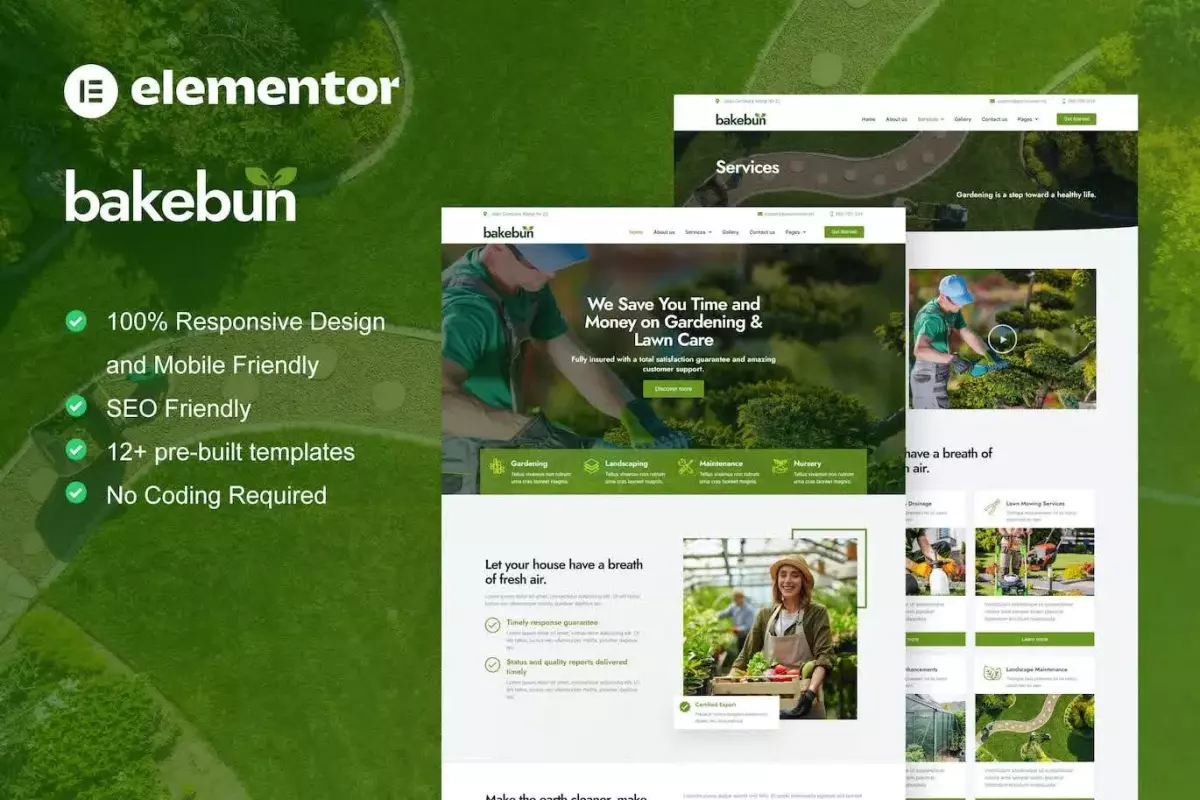 Bakebun - Landscape &amp; Gardening Elementor Template