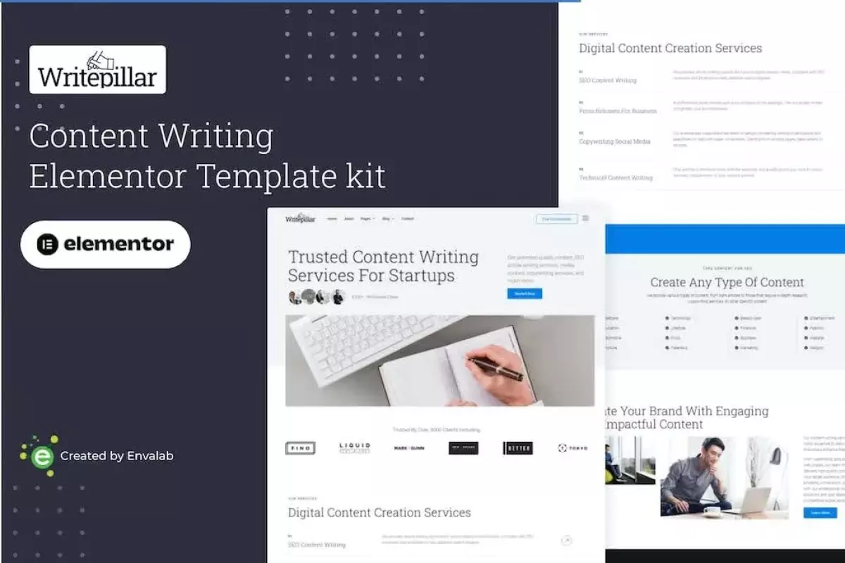 Writepillar - Content Writing Services Elementor Template