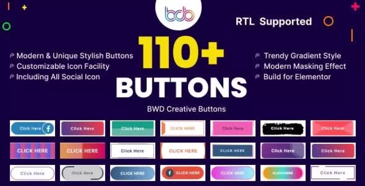 BWD creative buttons elementor addon