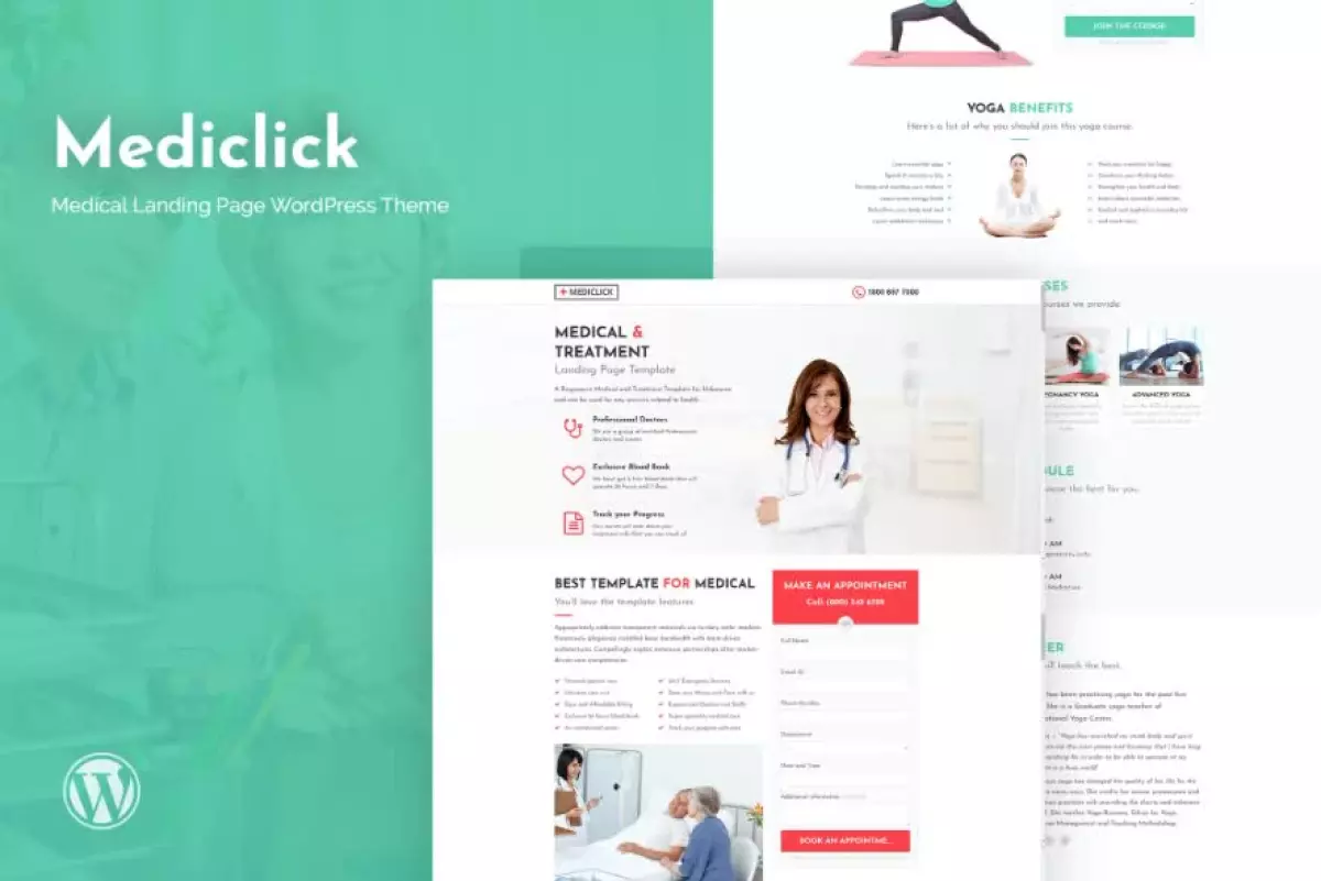 Mediclick - Medical Landing Page WordPress Theme