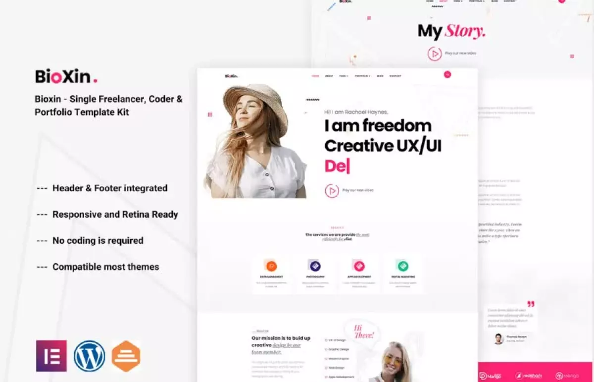 Bioxin - Single Freelancer CV & Portfolio Elementor Template