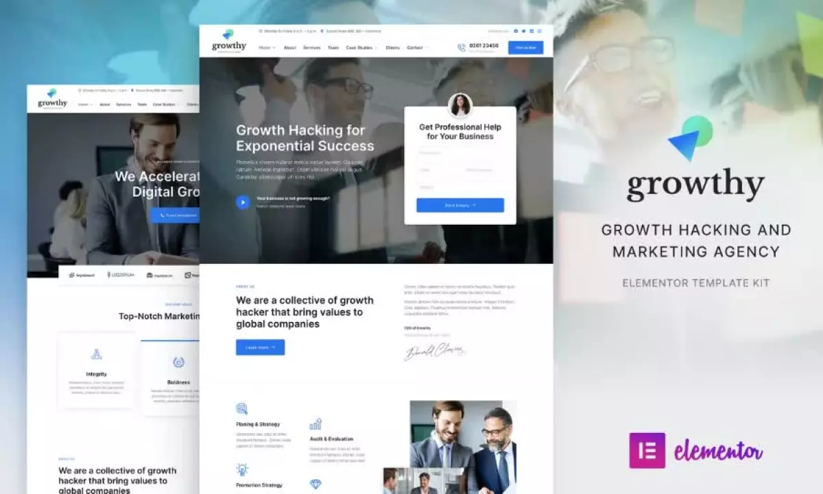 Growthy – Growth Hacking & Marketing Agency Elementor Template