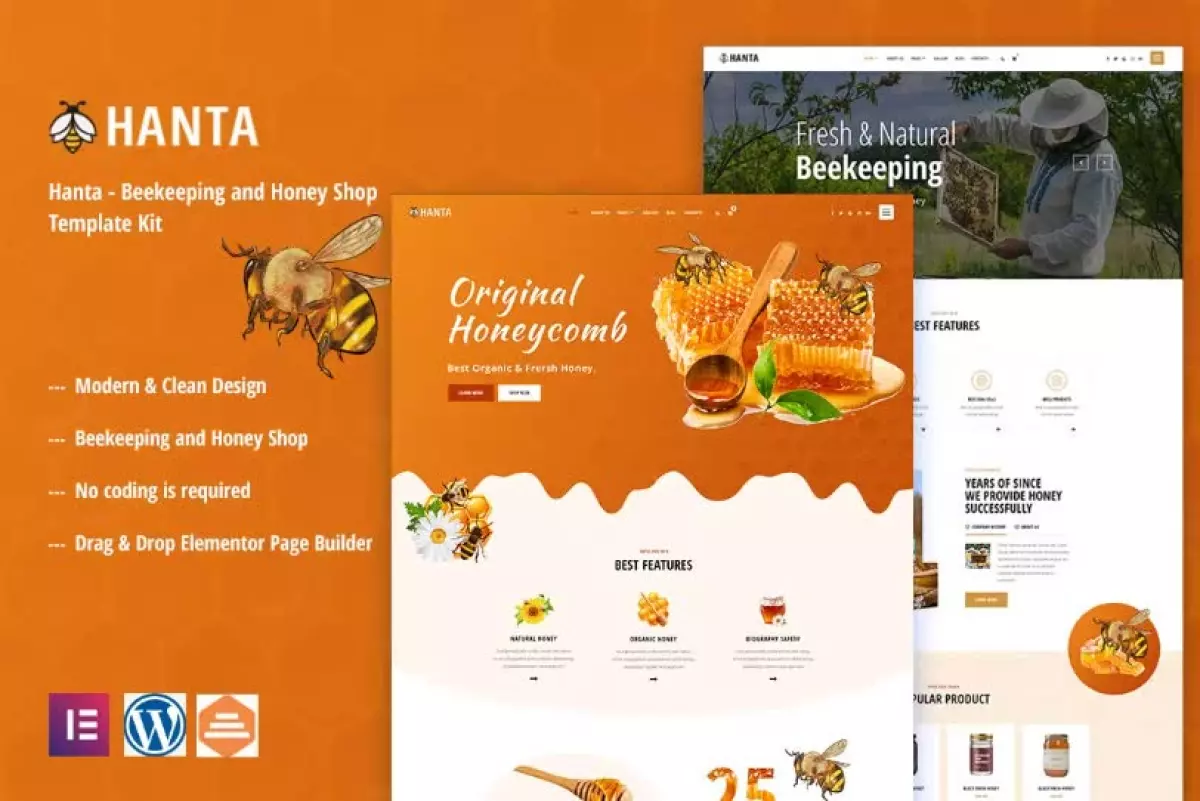 Hanta - Beekeeping & Honey Shop Elementor Template