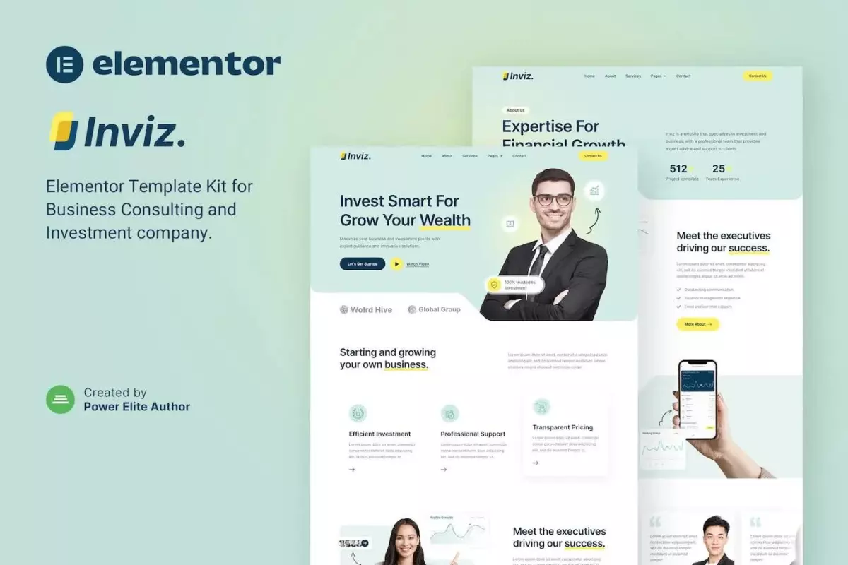 Inviz – Business Consulting &amp; Investment Elementor Template