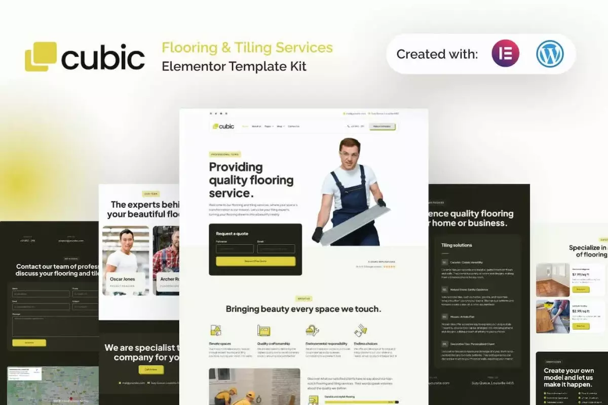 Cubic Flooring &amp; Tiling Services Elementor Template