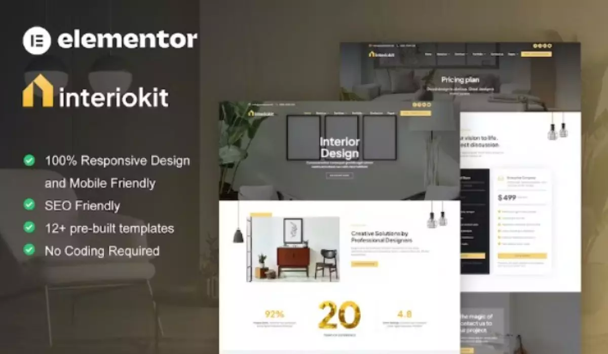 Interiokit – Interior Design &amp; Architecture Elementor Template Kit