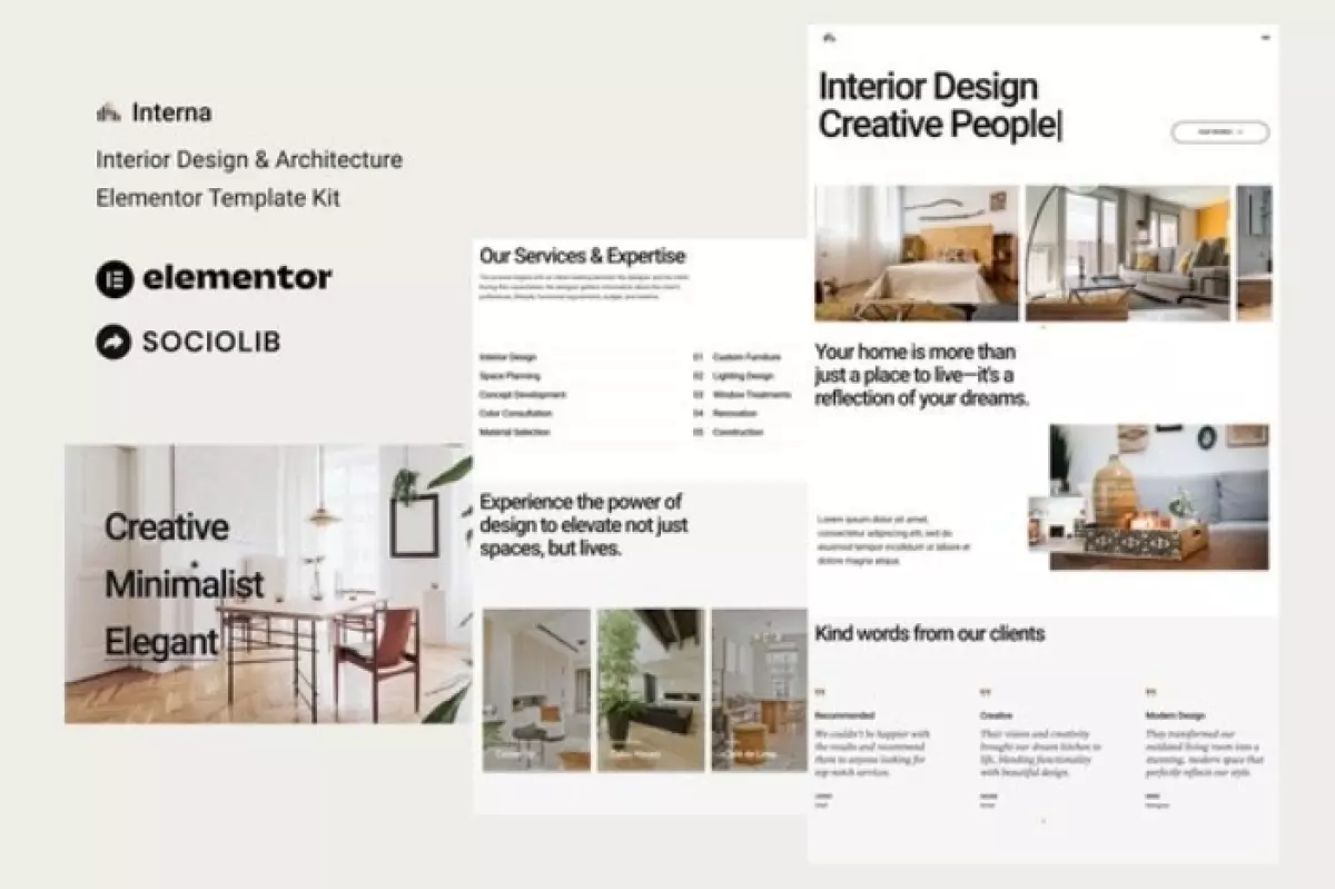 Interna – Interior Design &amp; Architecture Elementor Template Kit