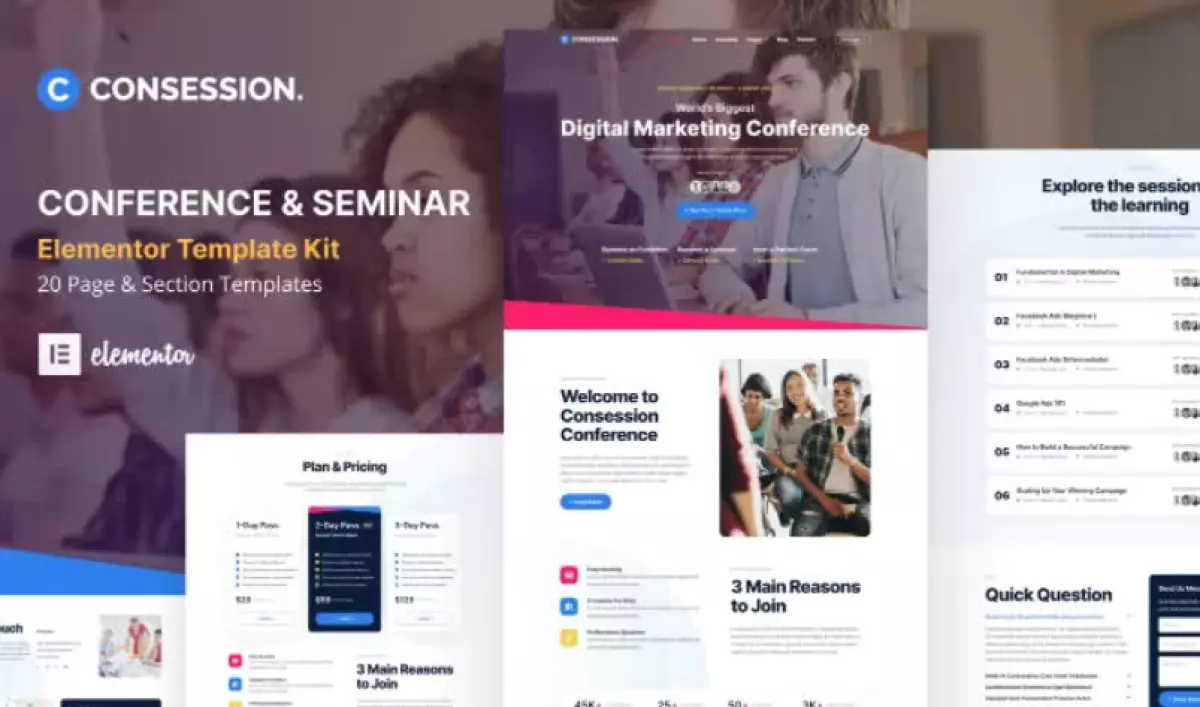 Consession - Conference & Seminar Elementor Template