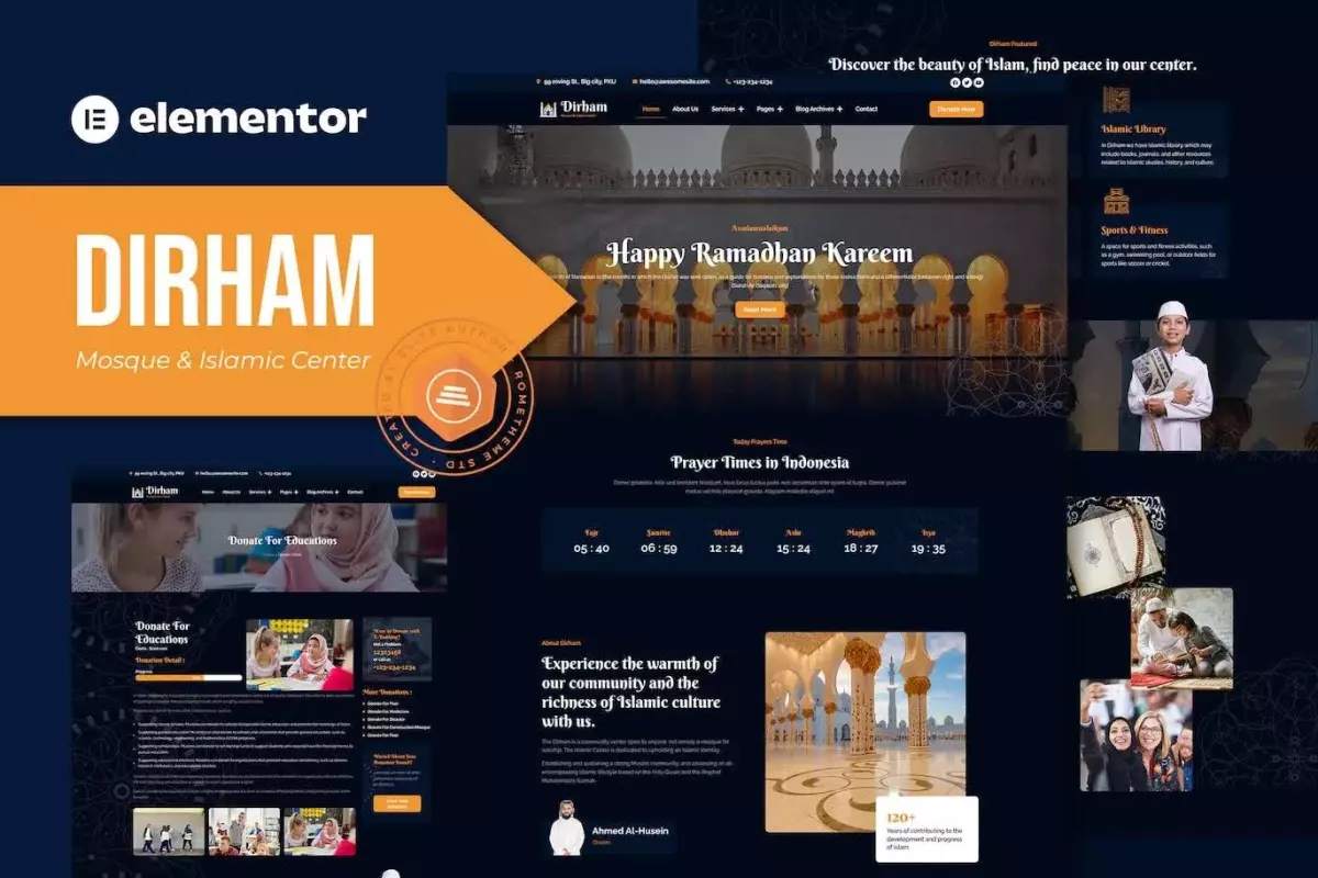 Dirham - Mosque &amp; Islamic Center Elementor Pro Template