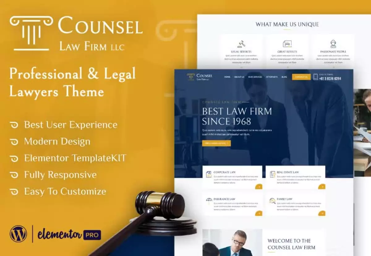 Counsel - Law Firm Elementor Template