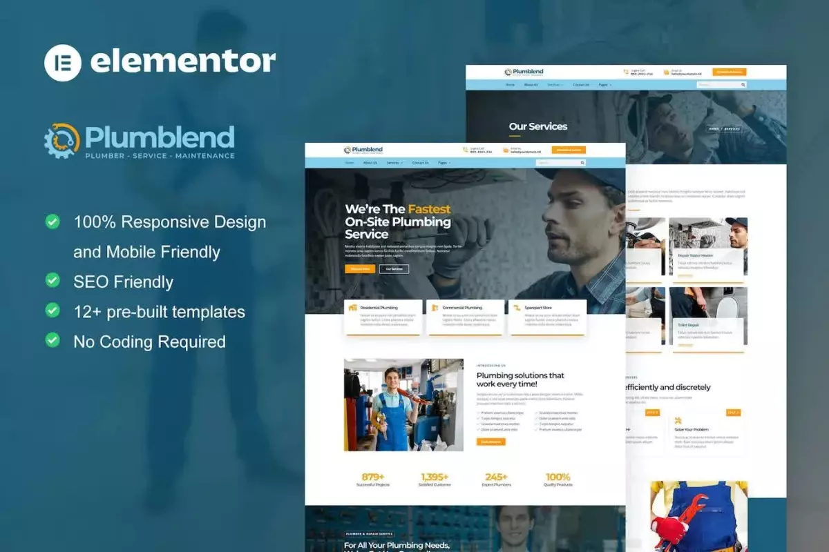 Plumbend - Plumbing Service Elementor Template