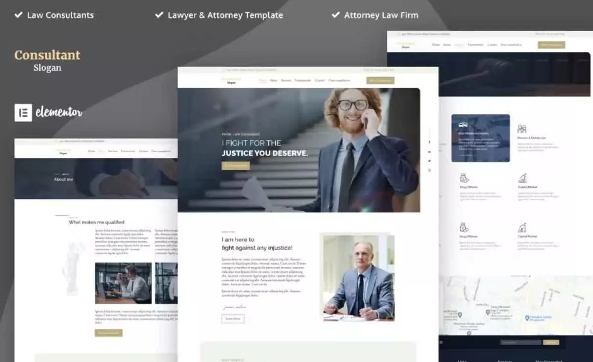 Consultants - Lawyer & Attorney Elementor Template Kits