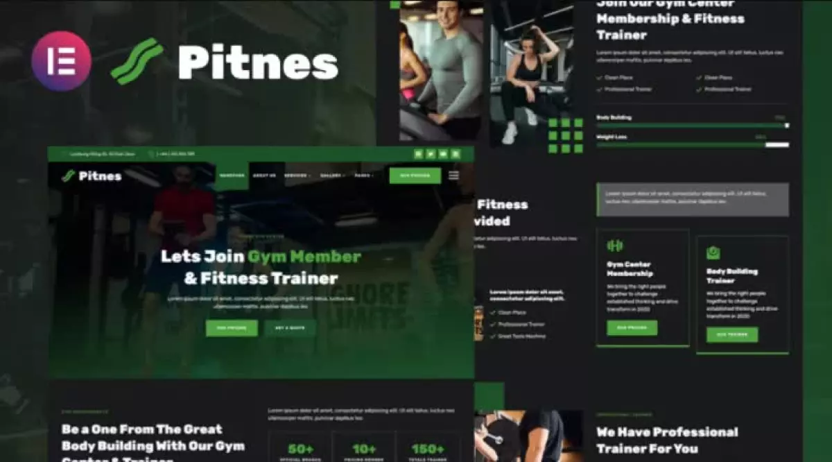 Pitnes - Gym Center & Fitness Training Elementor Template