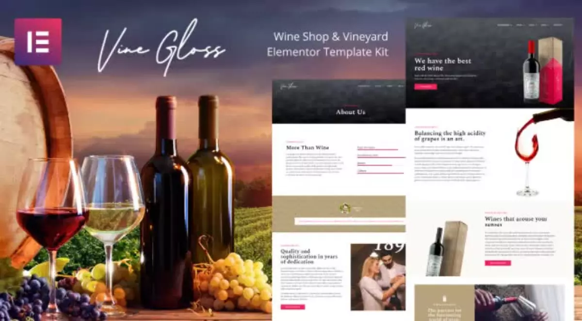 Vine Gloss - Wine Shop & Vineyard Elementor Template