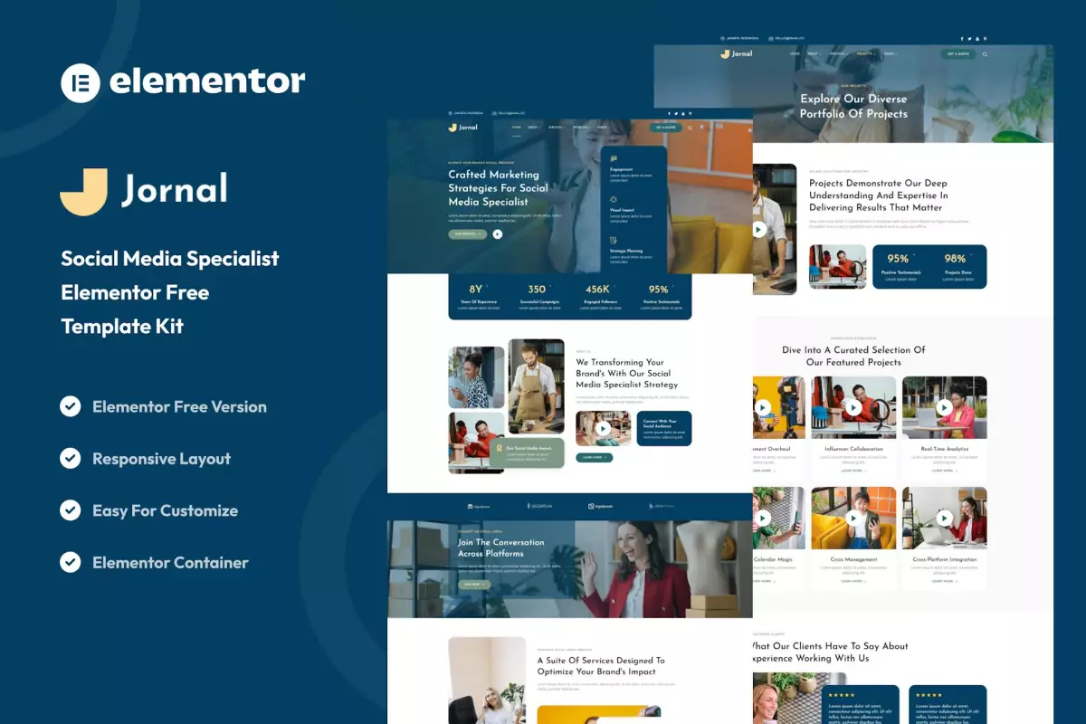 Jornal - Social Media Specialist Elementor Template Kit