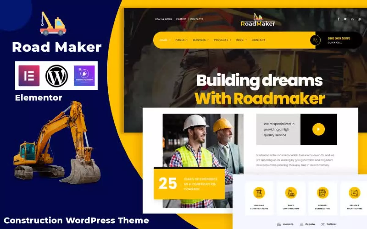 Road Maker - Construction WordPress Elementor Theme WordPress Theme