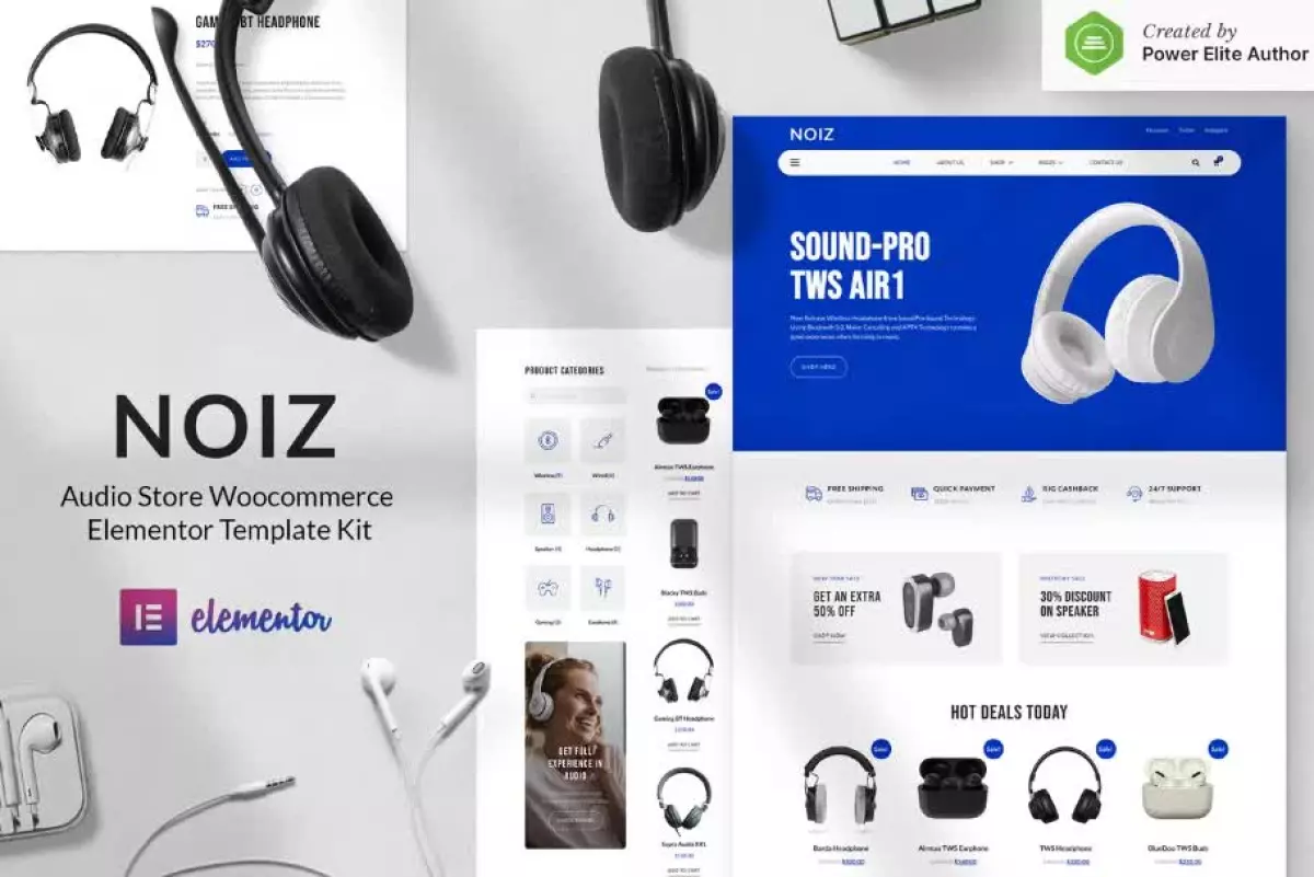 Noiz – Audio Store WooCommerce Elementor Template