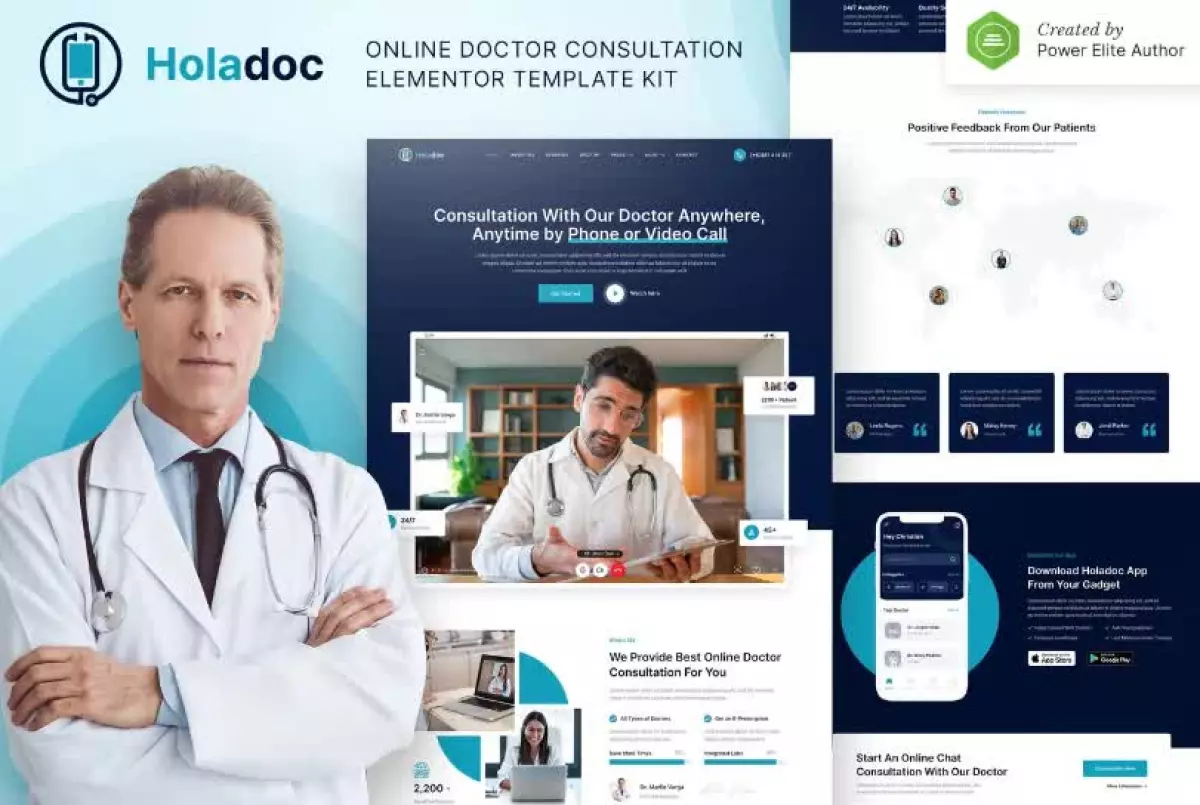 Holadoc – Online Doctor Consultation Elementor Template