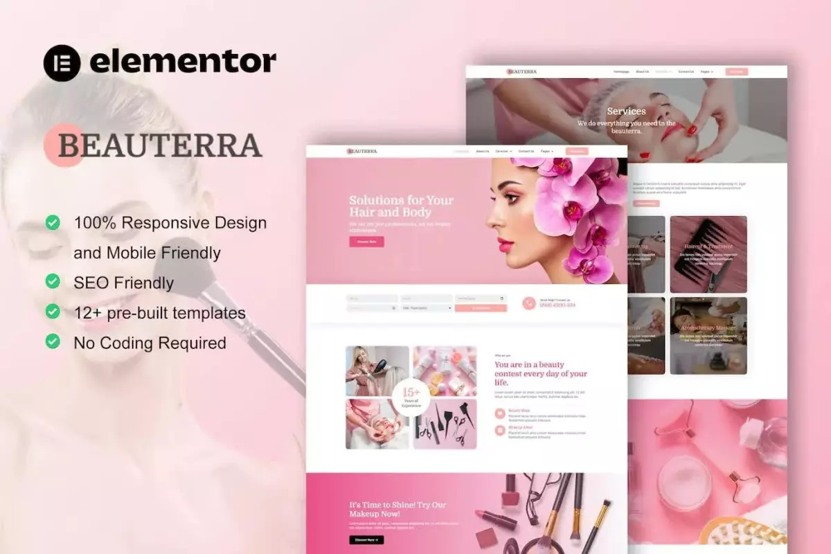 Beauterra - Makeup Artist &amp; Beauty Salon Elementor Pro Template