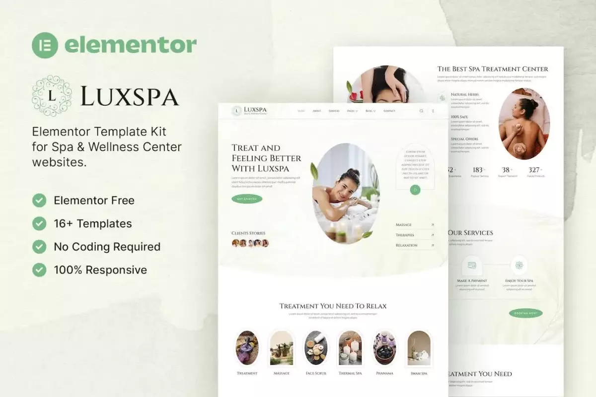 Luxspa – Spa &amp; Wellness Center Elementor Template