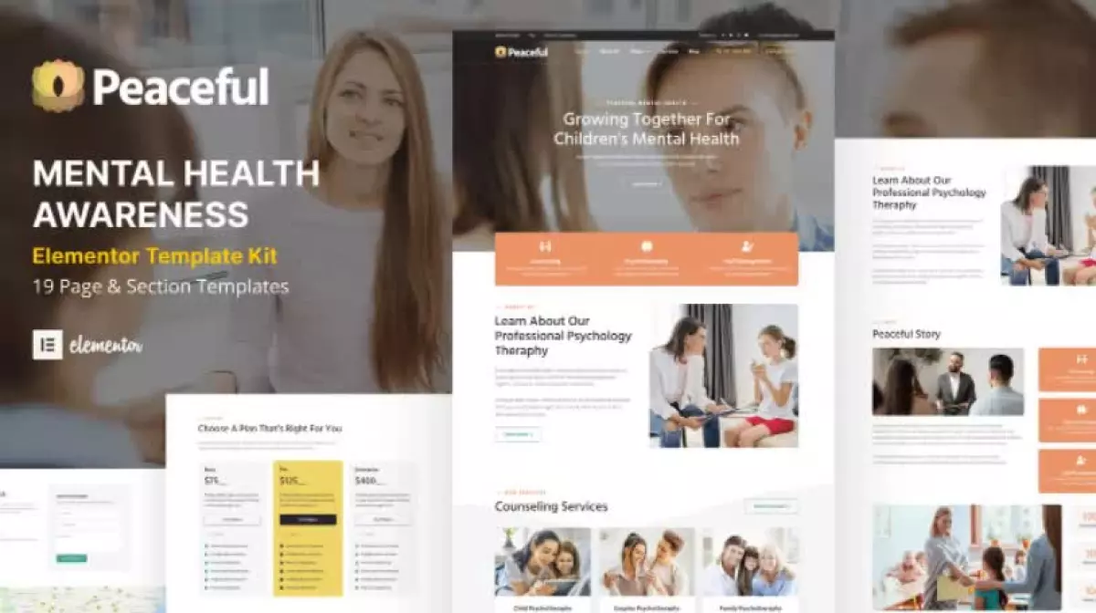 Peaceful - Mental Health Awareness WordPress Elementor Template