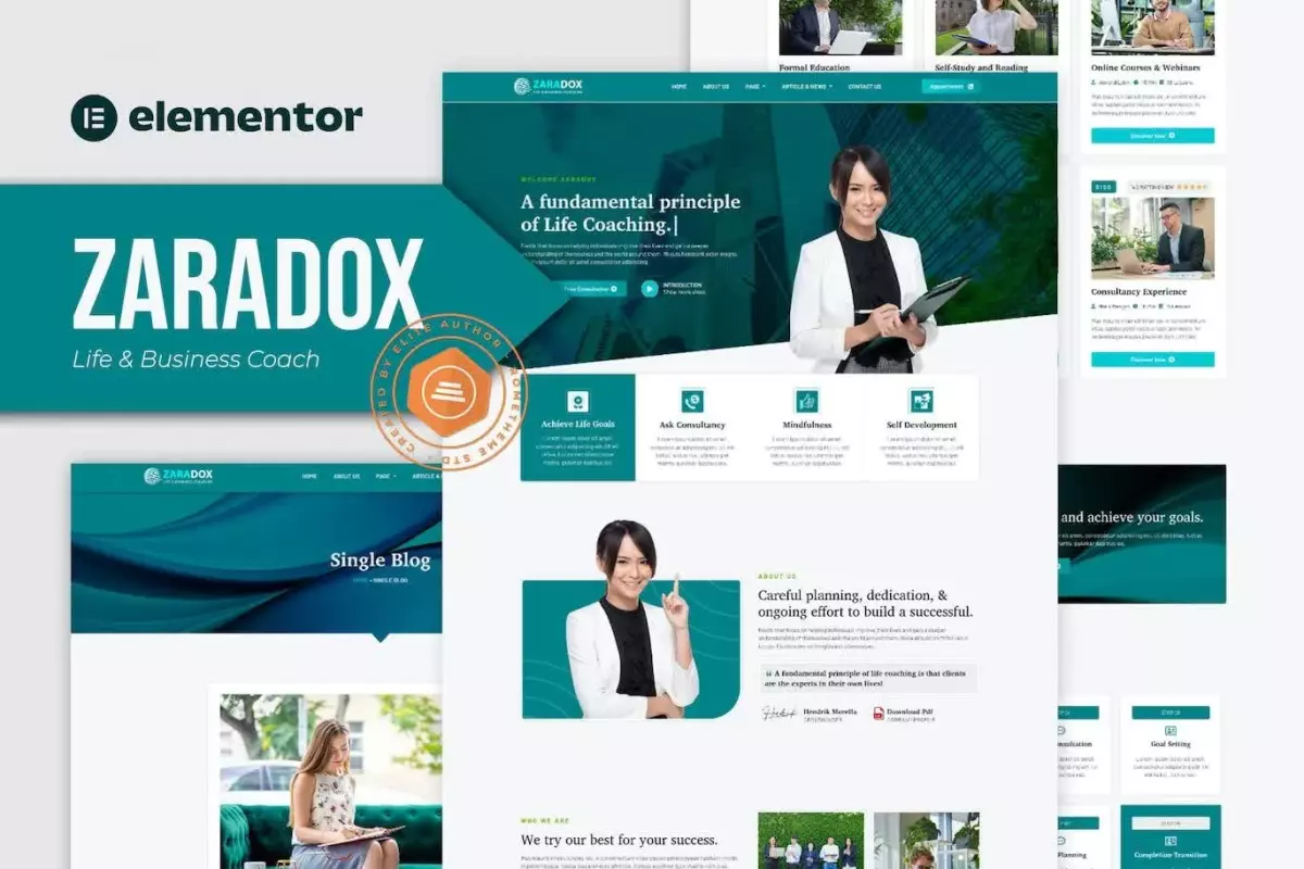 Zaradox - Life &amp; Business Coach Elementor Template