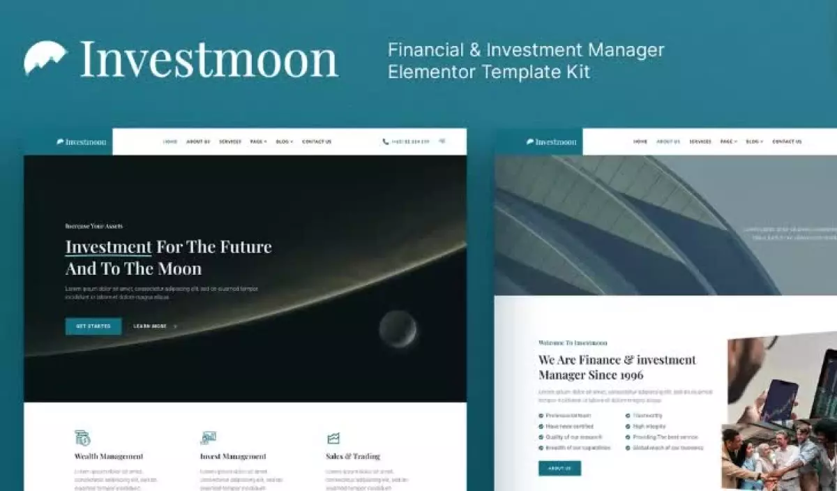 Investmoon – Finance & Investment Manager Elementor Template