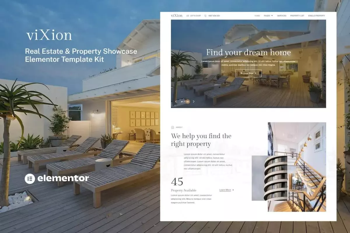 Vixion - Real Estate &amp; Property Showcase Elementor Template