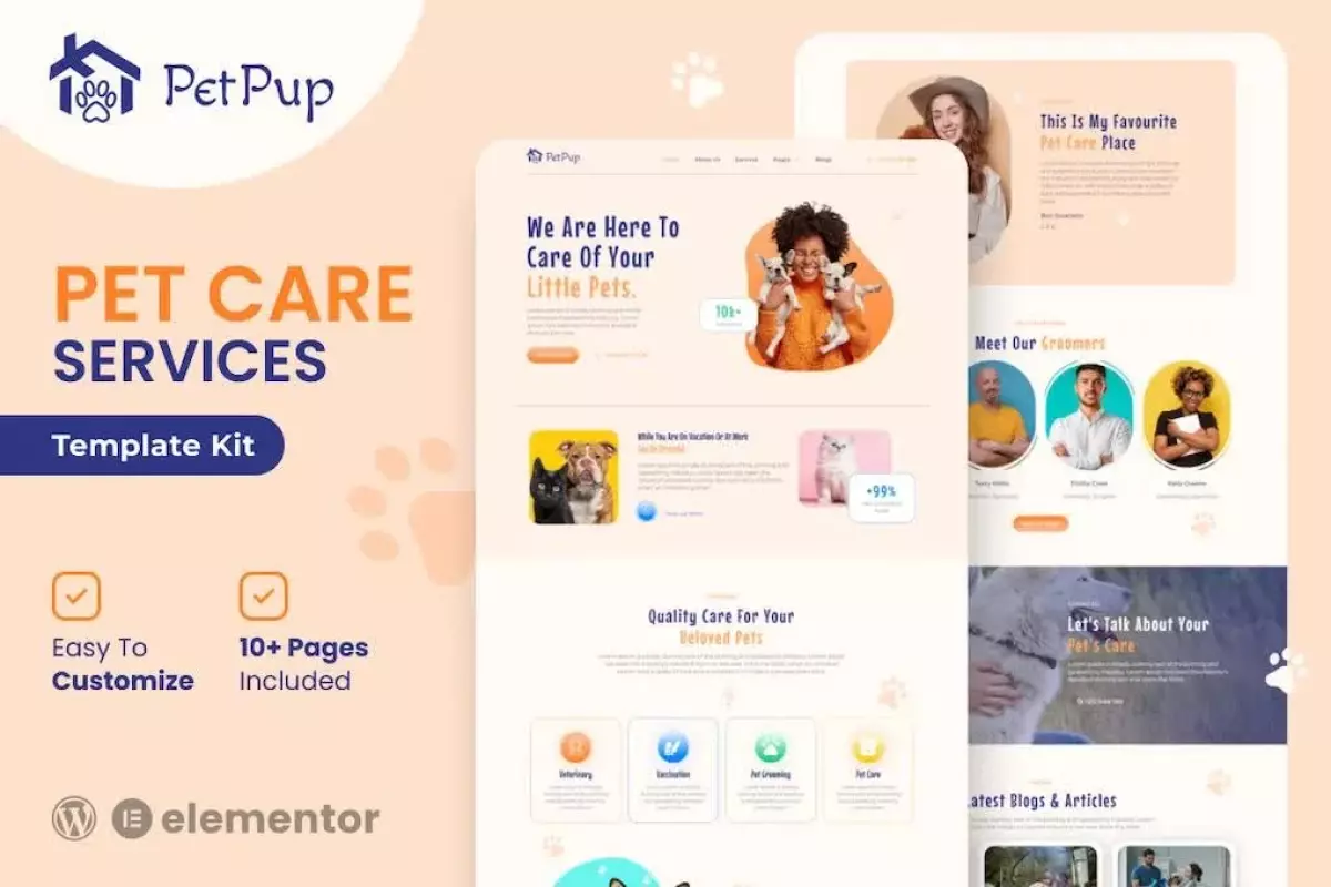 PetPup - Pet Care Services Elementor Template