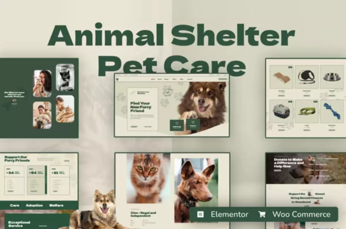 Kenneli - Animal Shelter &amp; Pet Care Elementor Pro Template Kit