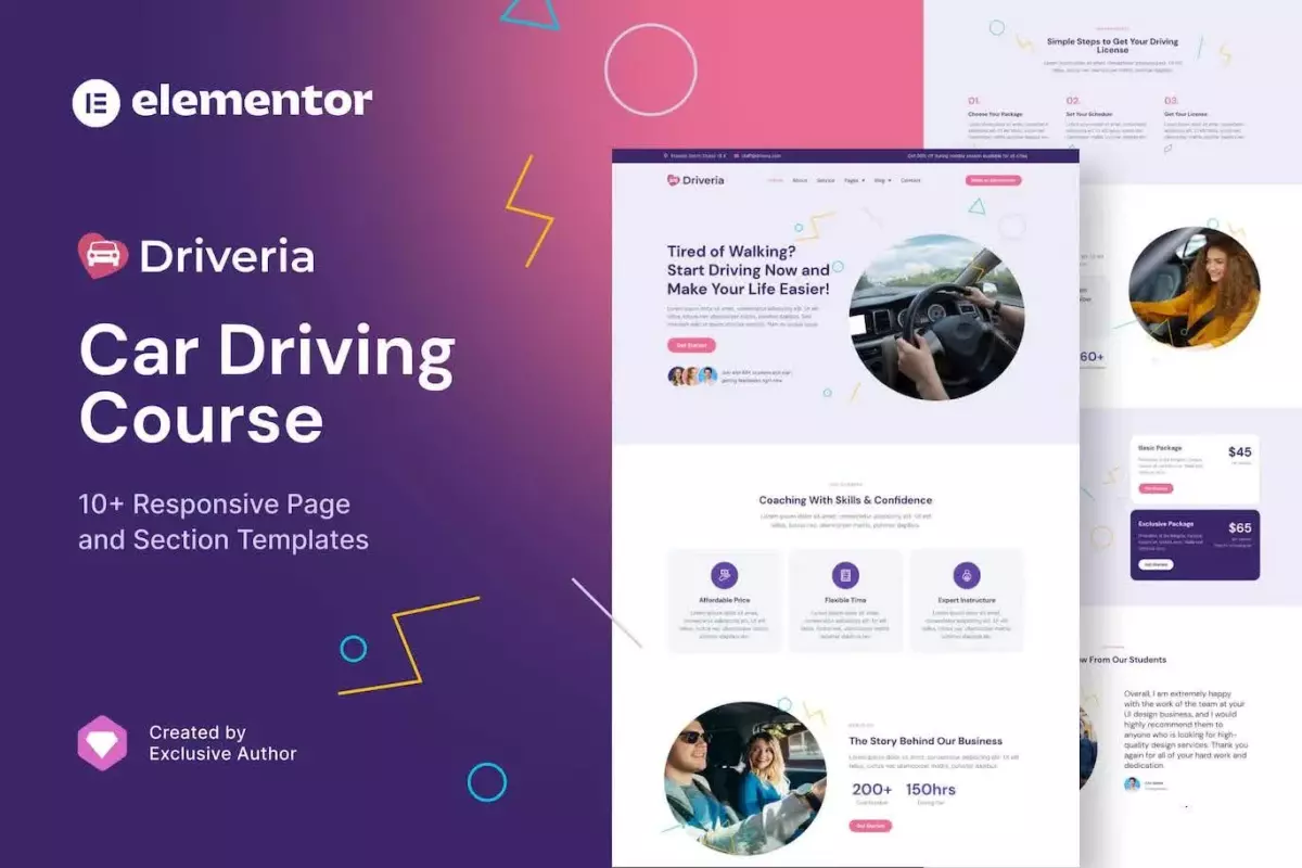 Driveria - Car Driving Course Elementor Template