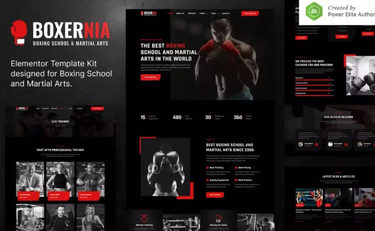 Boxernia – Boxing School & Martial Arts Elementor Template