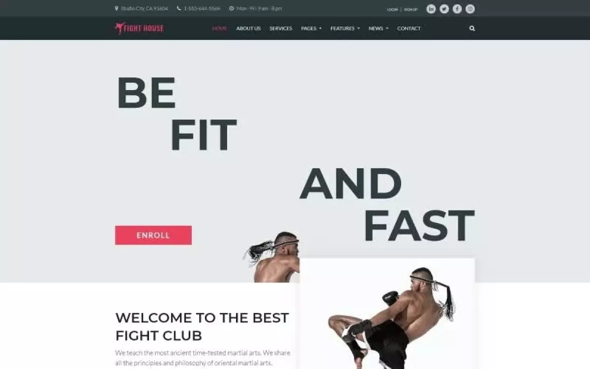 Fight House - Brutal Martial Arts Club WordPress Theme