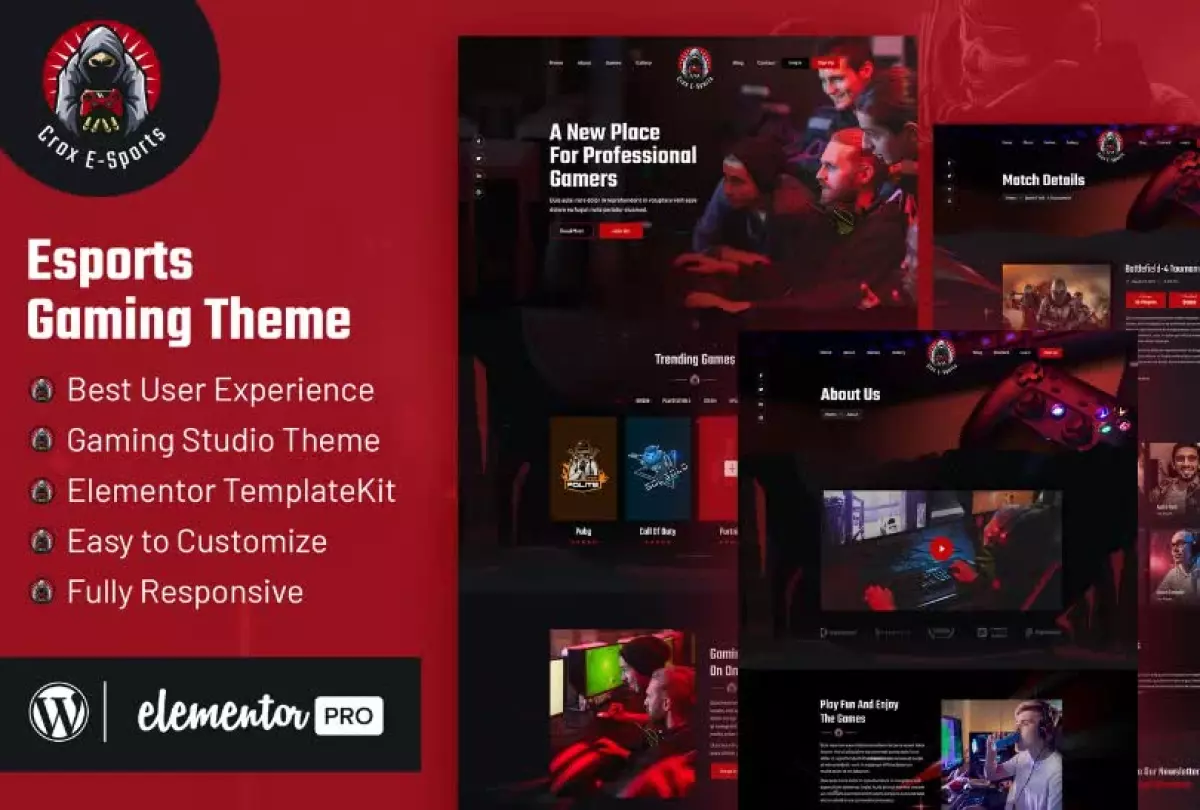 CROX | Esports & Gaming Elementor Template