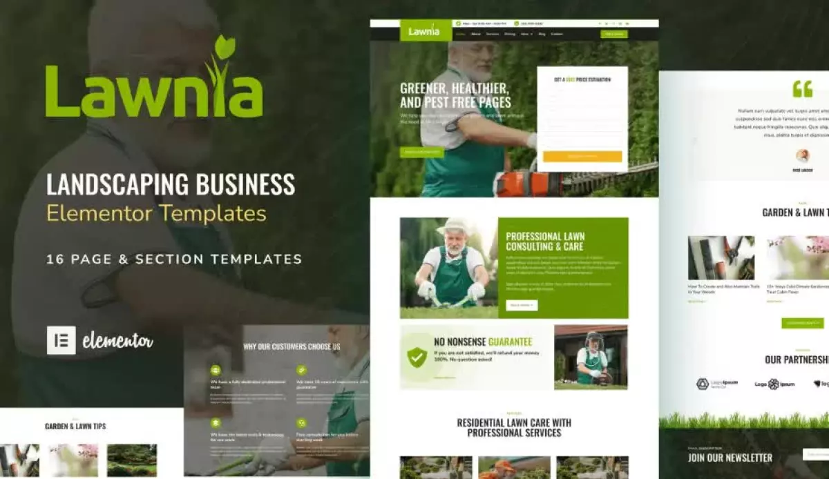 Lawnia - Gardener & Landscaping Business Elementor Template