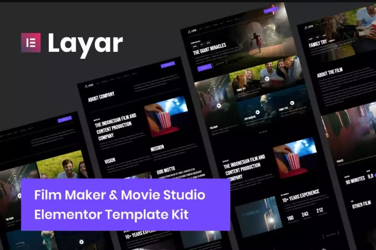 Layar - Film Maker & Movie Studio Elementor Template