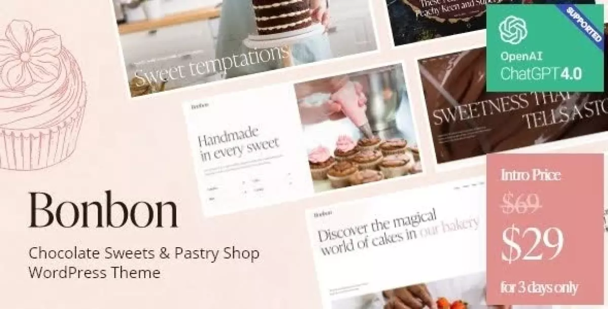 [WISH] Bonbon - Chocolate Sweets &amp; Pastry Shop WordPress Theme +