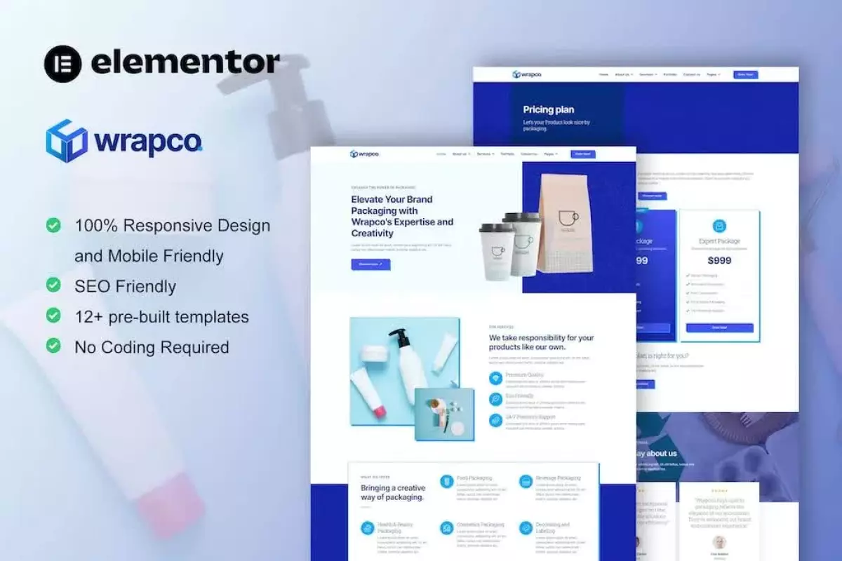 WrapCo - Packaging Company Elementor Template