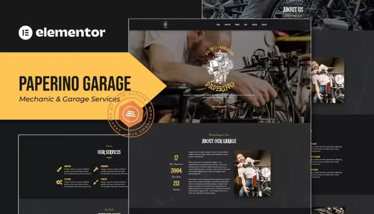 Paperino Garage - Mechanic Elementor Template