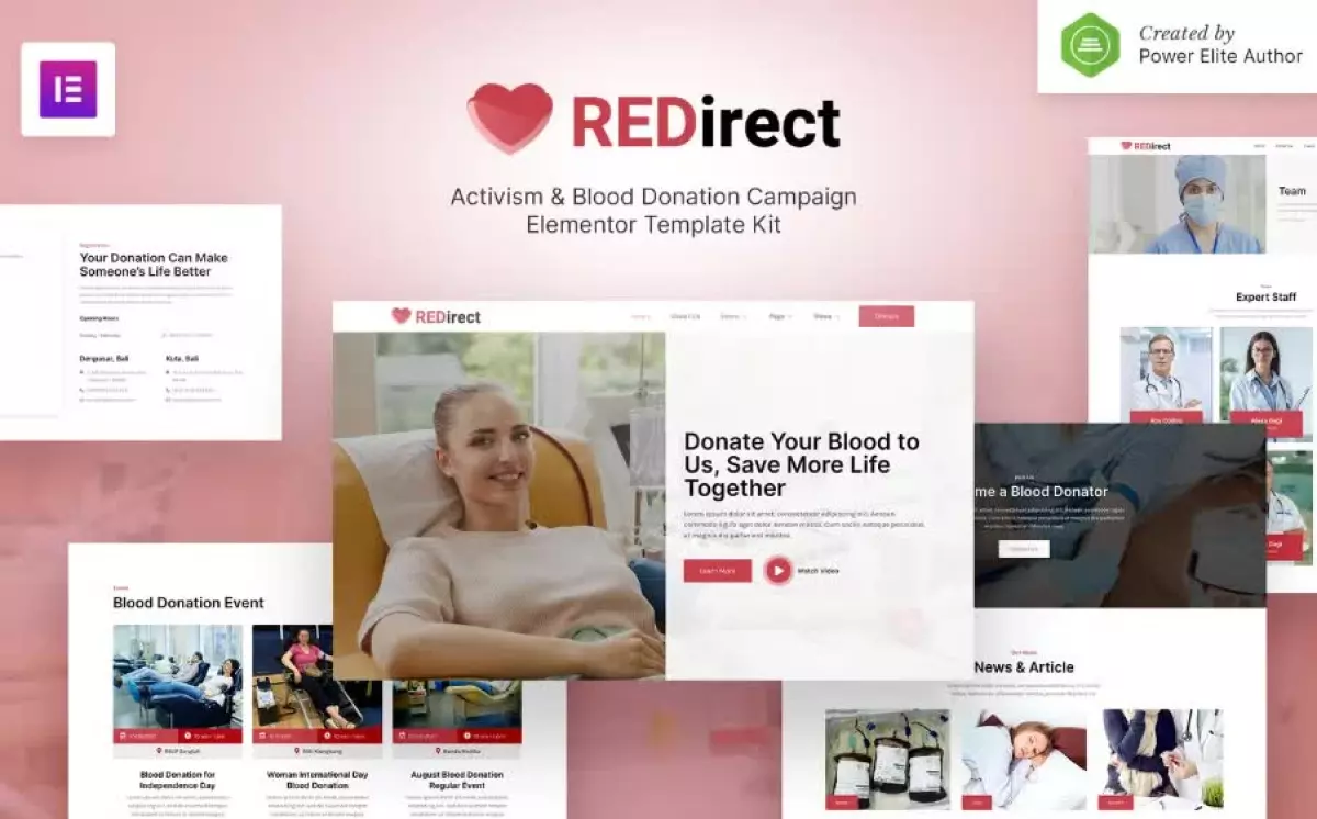 Redirect – Blood Donation Campaign & Activism Elementor Template