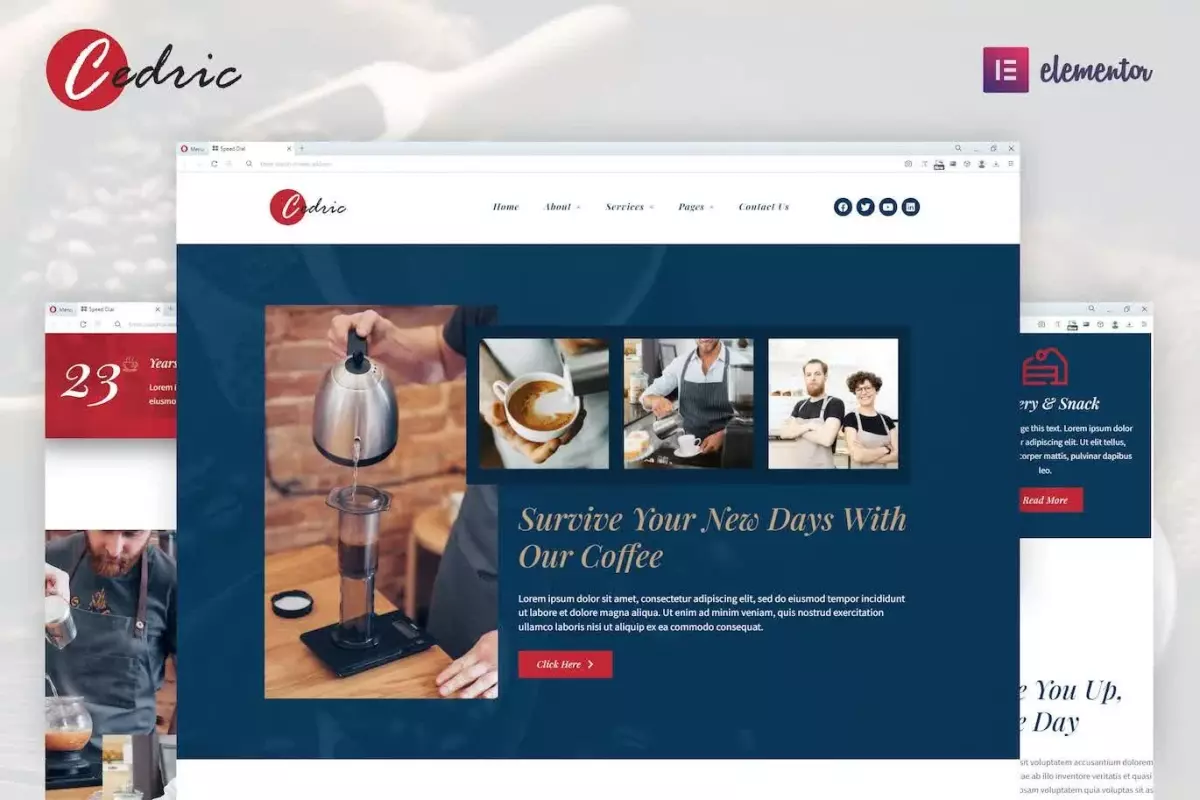 Cedric - Coffee &amp; Beverages Elementor Template