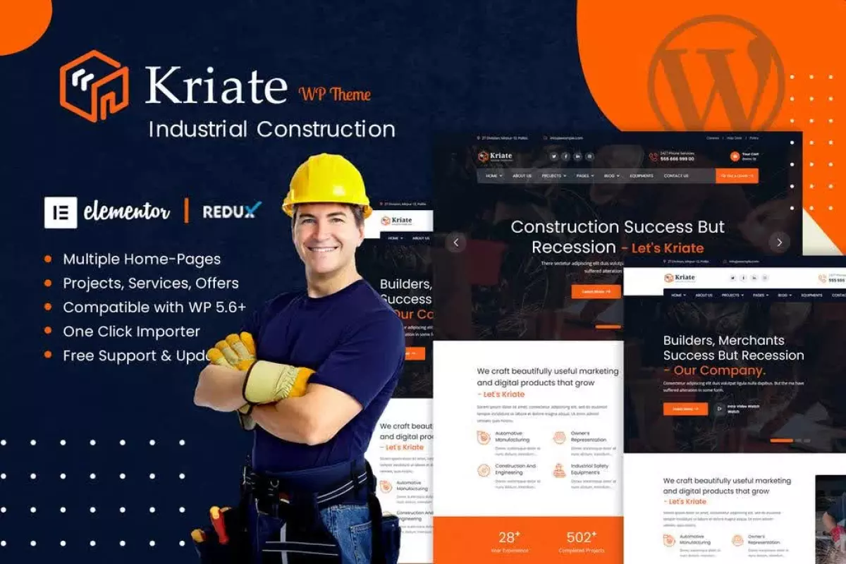 Kriate - Industrial Construction Multipurpose WordPress Theme