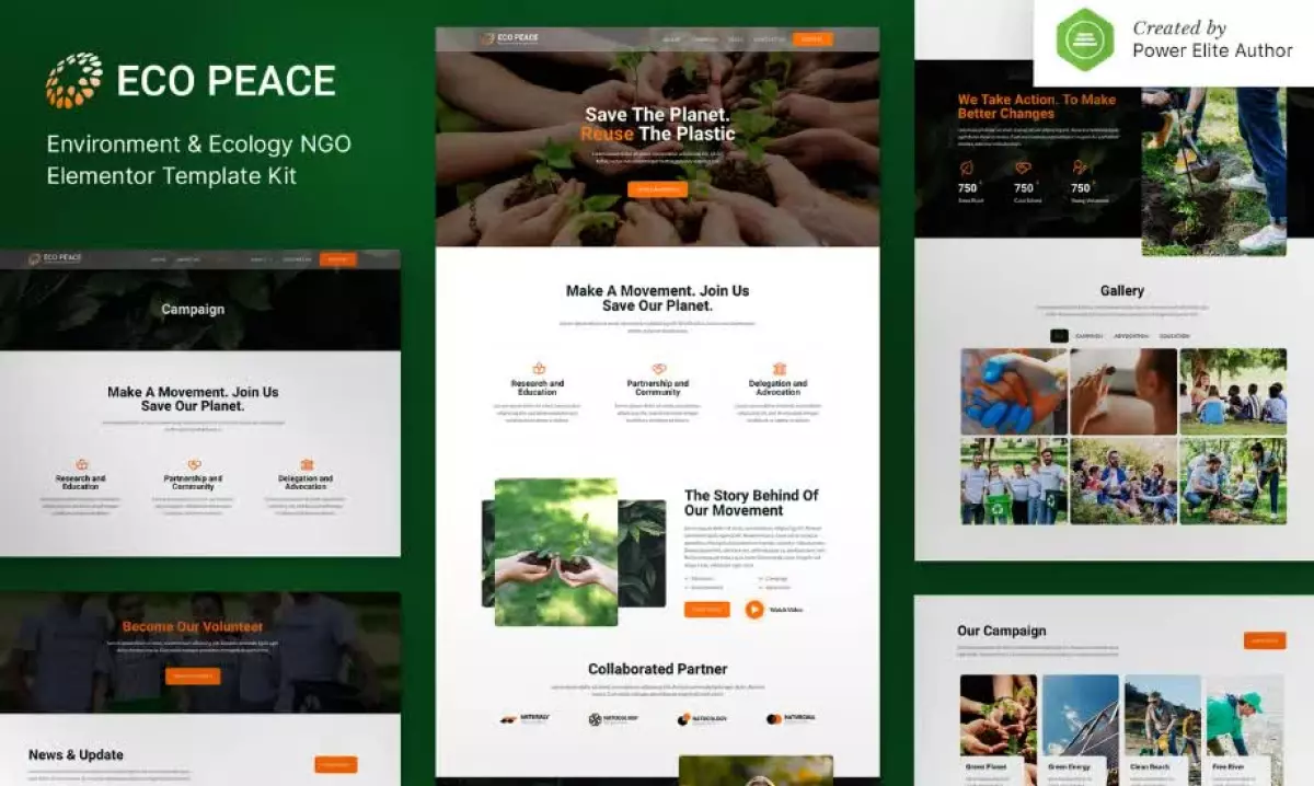 EcoPeace – Environment & Ecology NGO Elementor Template