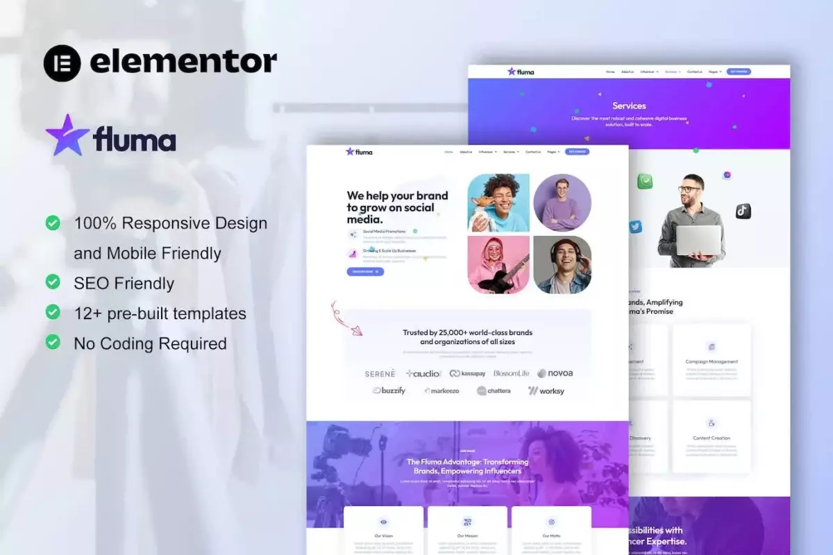 Fluma - Influencer Marketing Agency Elementor Pro Template